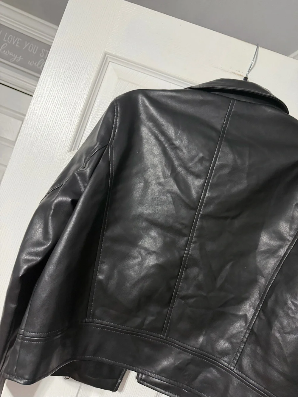 Zara Girls/Womens 13/14 Black Leather Biker Jacket with Zip Pockets
